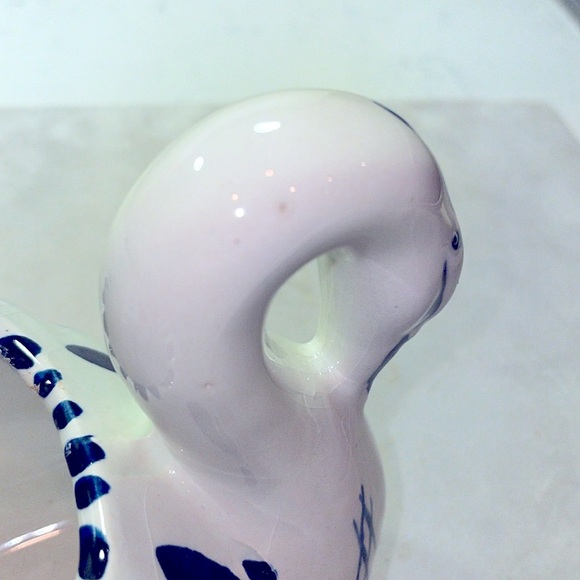 Hand Painted Delft Holland Vintage Swan Planter Delft Blue Windmill Signed EUC - Picture 4 of 10